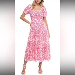 August Sky Women's Smocked Floral Midi Dress